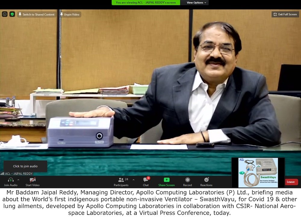 Hyderabad based Apollo Computing Laboratories (P) Ltd. unveils indigenous Non-Invasive Ventilator … SwasthVayu!