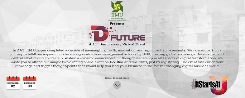 As part of its 10th Anniversary, IIM Udaipur to host D’Future focused on the future of the Digital business World