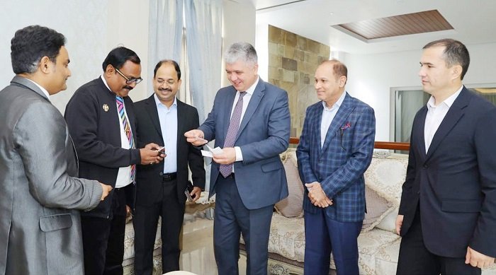 Uzbekistan’s Ambassador to India, HE Mr Dilshod Akhatov, calls on Dr Nawab Mir Nasir Ali Khan, they deliberate opportunities of trade between the two countries & especially with Telangana