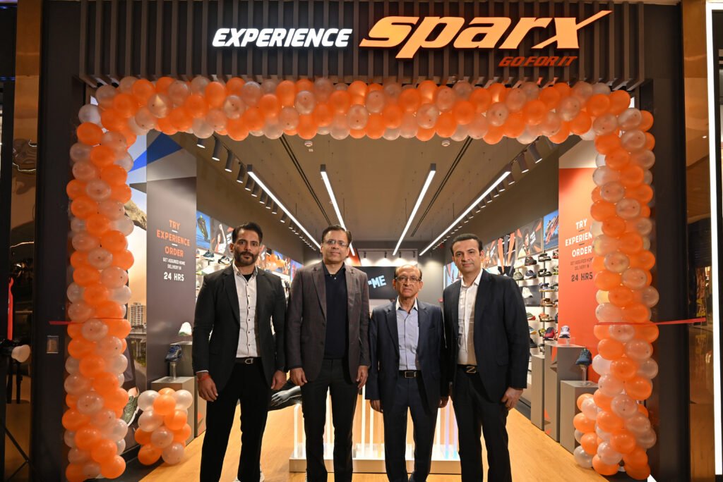 (L-R)Mr. Nitin Dua, Mr. Ritesh Kumar Dua, Mr Ramesh Kumar, MD, Relaxo Footwears, and Mr Gaurav Dua at the Grand opening of India's first experience store of Sparx at Vegas Mall in Delhi 1