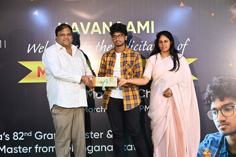 Mr. G Venkat Naveen Gadde, Founder & MD of Navanaami with Grandmaster V Prraneeth