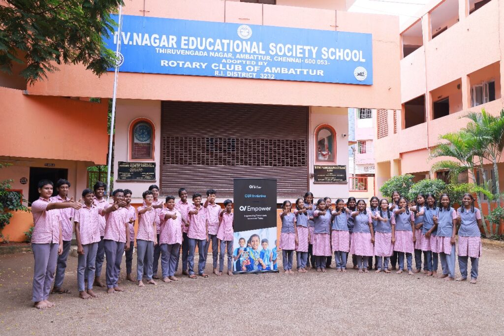 Students of T.V Nagar High School at the event